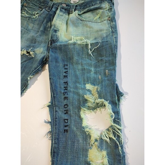 Denim Chaps Style 501 Levi Custom Cut Biker Jeans Distressed Custom VTG Hippie - Picture 3 of 11